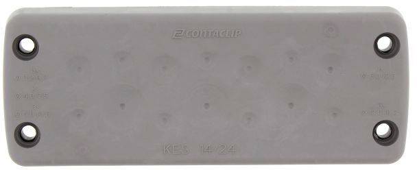 Szara, prostokątna płyta z tworzywa sztucznego z czterema otworami śrubowymi w narożnikach. Powierzchnia jest gładka z napisem 'CONTA CLIP'.