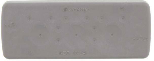 Szary, prostokątny element z tworzywa sztucznego z nadrukiem 'KES-12-24' i 'Kontaclip'; posiada wgłębienia o kształcie kolistym.