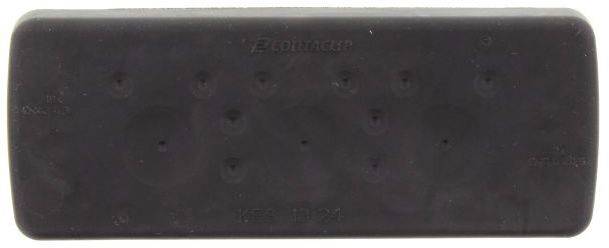 Prostokątna, czarna gąbka z napisem '2 Louwman' pośrodku. Posiada lekko strukturyzowaną powierzchnię.