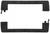 Czarnoramkowa plastikowa ramka na tablice rejestracyjne, prostokątna, z otworami mocującymi na obrzeżach.