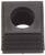 Czarna, prążkowana część z tworzywa sztucznego z centralnym, okrągłym otworem, prawdopodobnie element łączący lub mocujący.