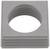 Szary, kwadratowy element z tworzywa sztucznego z koncentrycznym, żebrowanym otworem okrągłym. Odpowiedni jako uszczelnienie lub podpora mocowania.