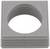 Szary kwadratowy element plastikowy z centralnym okrągłym otworem i rowkami na bokach, lekko uszkodzony w dolnej części środka.