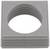 Kwadratowa, szara ramka z tworzywa sztucznego z centralnym, okrągłym otworem i żebrowanymi bokami, prawdopodobnie element montażowy lub podzespół.