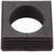 Kwadratowa, czarna część z tworzywa sztucznego z okrągłym otworem pośrodku; działa jak element uszczelniający lub dystansowy.