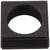 Kwadratowa czarna plastikowa nakrętka z centralnym gwintem wewnętrznym. Widok profilu ukazuje nakładające się krawędzie.