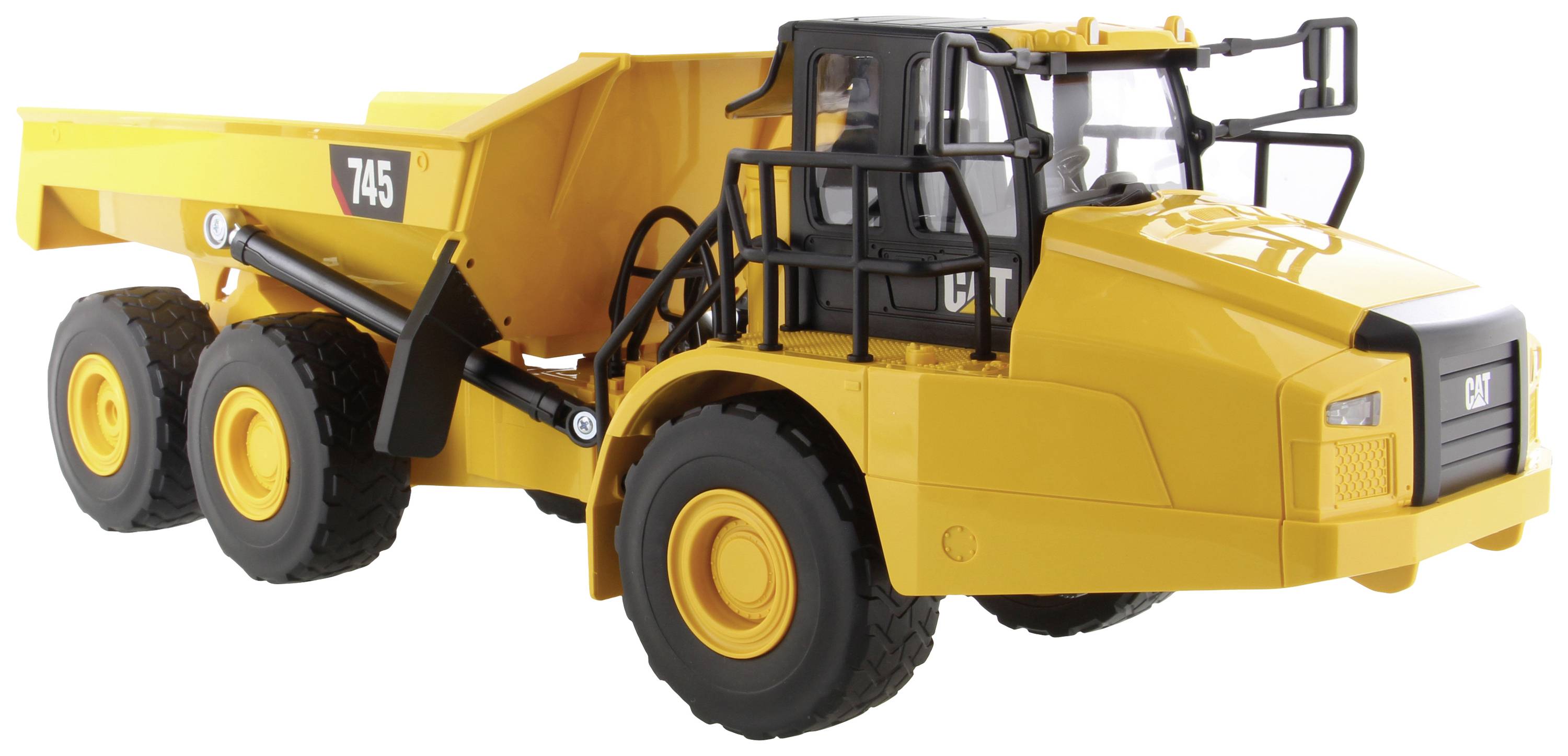 Żółta wywrotka sześciokołowa, z czarną kabiną kierowcy i solidną ramą, prezentuje trwalistą konstrukcję przeznaczoną do zastosowań budowlanych.