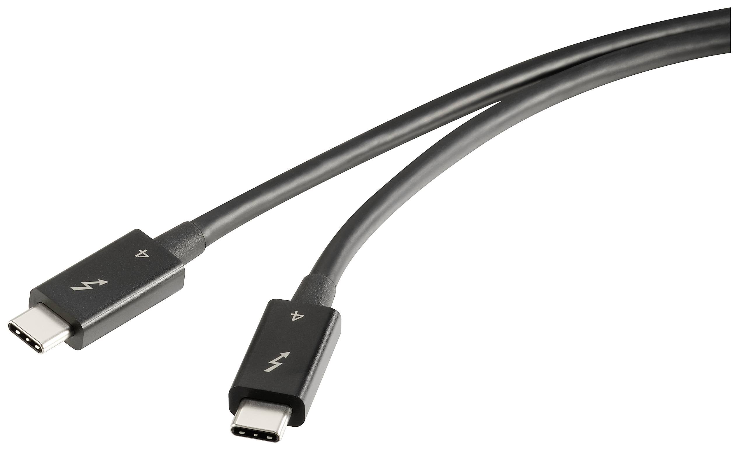Кабель Renkforce Thunderbolt™ з роз'ємом Thunderbolt™ 4 (USB-C®), роз'єм Thunderbolt™ (USB-C®) 0,80 м, чорний, подвійний екранован