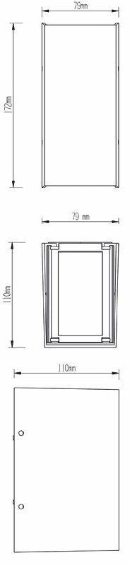 Rysunek techniczny prostokątnego pojemnika o wymiarach: 70 cm x 110 cm. Przedstawiono widok z boku oraz widok z góry.