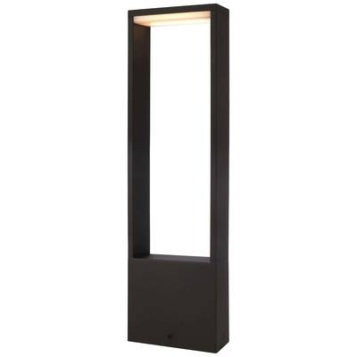 Nowoczesna, prostokątna lampa stojąca w czarnym, matowym wykończeniu z ramką świetlną LED wzdłuż górnej wewnętrznej krawędzi. Idealna do minimalistycznych wnętrz.
