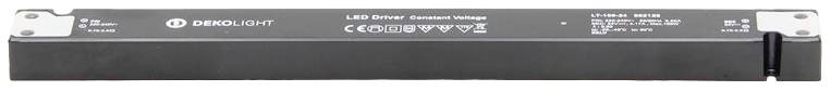 Czarny sterownik LED z napisem 'DECOLIGHT' i technicznymi specyfikacjami na obudowie.