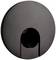 Czarny, okrągły uchwyt drzwiowy z centralnym otworem, odpowiedni do drzwi przesuwnych.