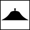 Czarny, muszlowaty symbol z małym kwadratem pośrodku na górze, który mógłby przypominać dzwonek.