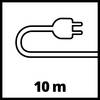 Obraz symboliczny kabla elektrycznego z wtyczką, poniżej wskazanie '10 m'.