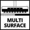 Symbol 'Multi Surface' przedstawia głowicę szczotki czyszczącej z włosiem, odpowiednią do różnych rodzajów powierzchni.