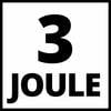Obraz przedstawia cyfrę '3' oraz słowo 'JOULE' dużymi czarnymi literami, wycentrowanymi na białym tle w czarnej ramce.
