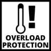 Symbol ochrony przed przeciążeniem z termometrem i wykrzyknikiem.