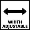 Szeroka strzałka wskazuje w lewo i w prawo nad tekstem 'Regulowana szerokość', co sugeruje możliwość dostosowania szerokości.