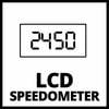 Cyfrowy tachometr wyświetla liczbę '2450'. Pod spodem widnieje napis 'LCD SPEEDOMETER'.