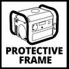 Generator z ramą ochronną jest przedstawiony; pod spodem znajduje się napis 'Protective Frame'.