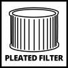 Złożony filtr z napisem 'PLEATED FILTER' poniżej.