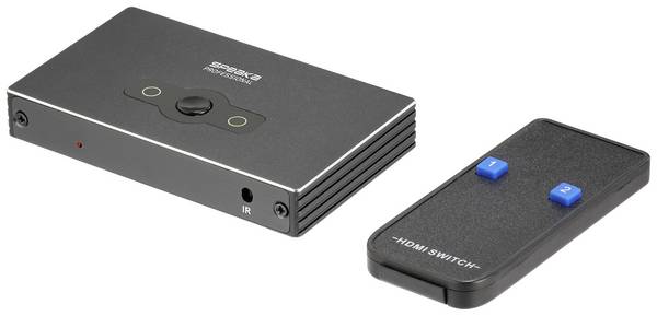 <br>  SpeaKa Professional<br>  SP-HSW-300<br>  2 Porty<br>  Przełącznik HDMI<br>  UHD 8K @ 60 Hz, UHD 4K @ 120 Hz<br>