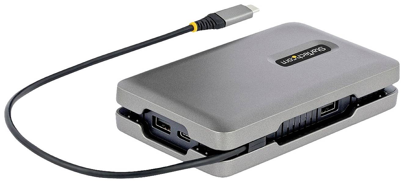 Zewnętrzny dysk twardy z złączem USB-C, obudowa w kolorze szarym, kompaktowa budowa.