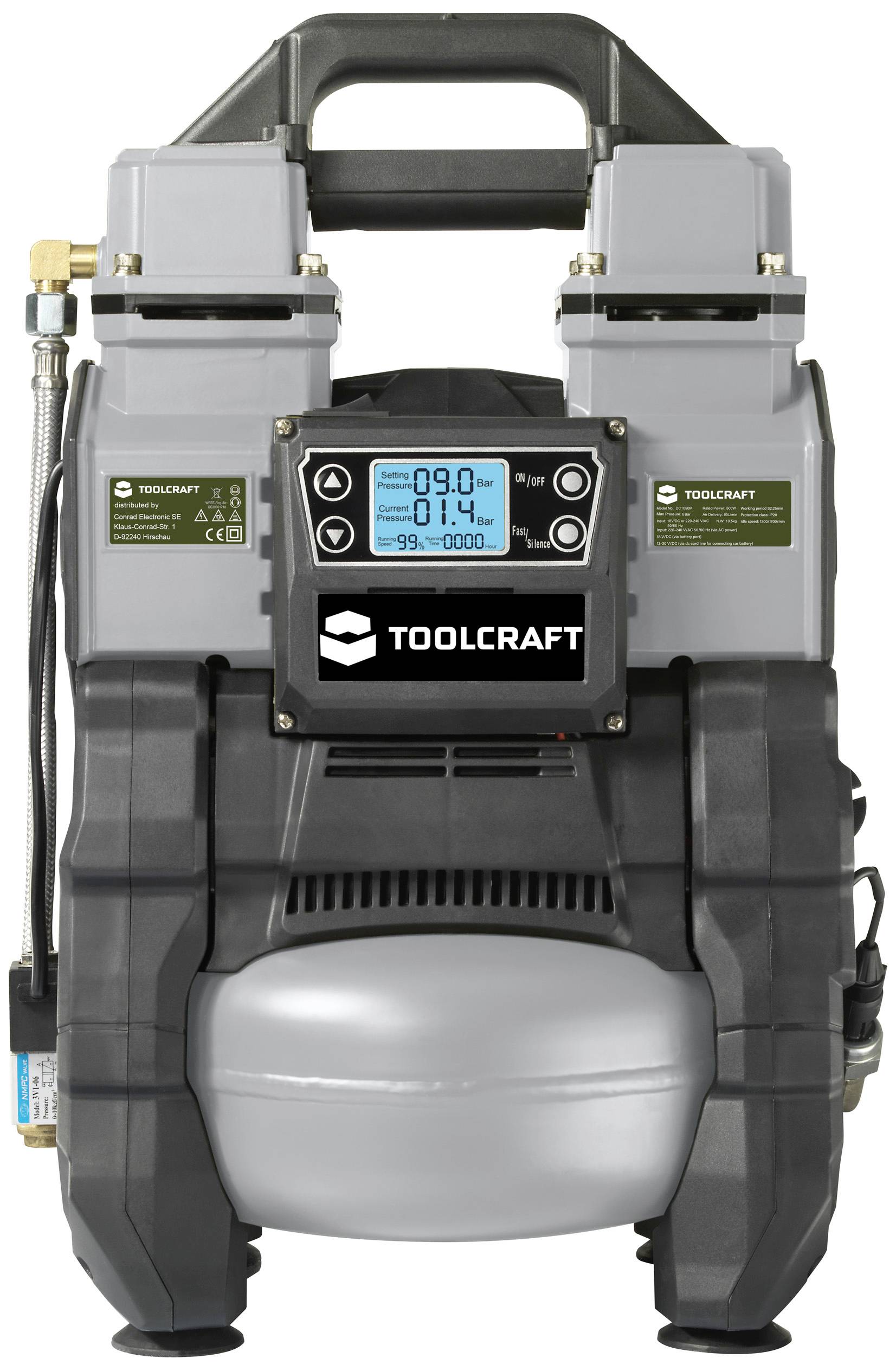 Повітряний компресор TOOLCRAFT DC1090M 9 бар