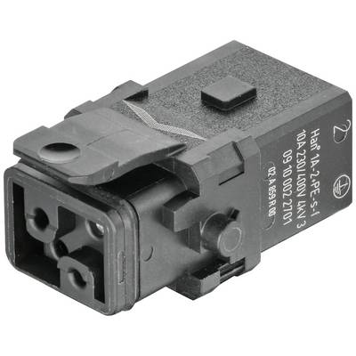 Czarny wtyk elektryczny z trzema stykami i blokadą boczną. Odpowiedni dla 10A, 230V/400V, KW3.