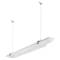 Wisząca lampa LED o prostym, nowoczesnym designie. Zamocowana na dwóch przewodach. Odpowiednia do oświetlenia wnętrz w biurach lub sklepach.