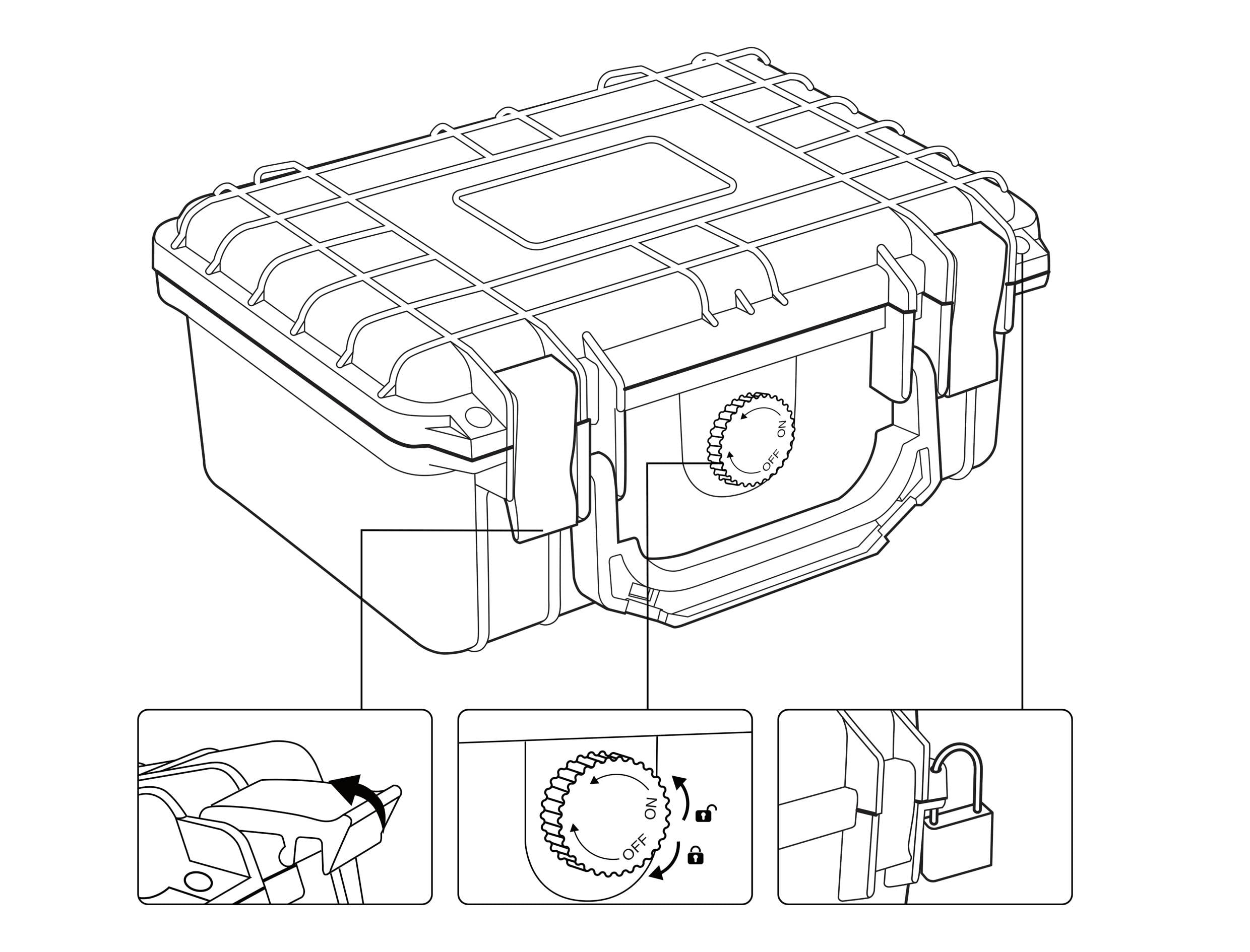 Solidna walizka z zamkiem szyfrowym, wyposażona w mechanizmy zabezpieczające: zatrzask, zamek na kod oraz możliwość przypięcia kłódki.