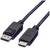 Czarny kabel z wtyczkami DisplayPort i HDMI, odpowiedni do podłączenia monitora i komputera.