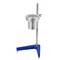 Wiskozymetr z niebieskim trójnożnym stojakiem i srebrnym kubkiem do pomiaru lepkości cieczy.