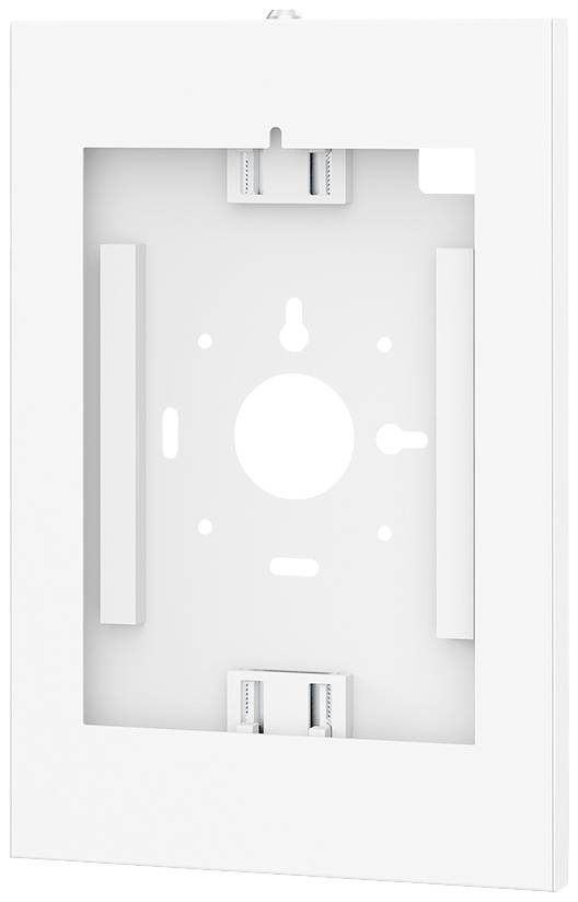 Biała podstawa mocująca z wycięciem do montażu, prostokątna.