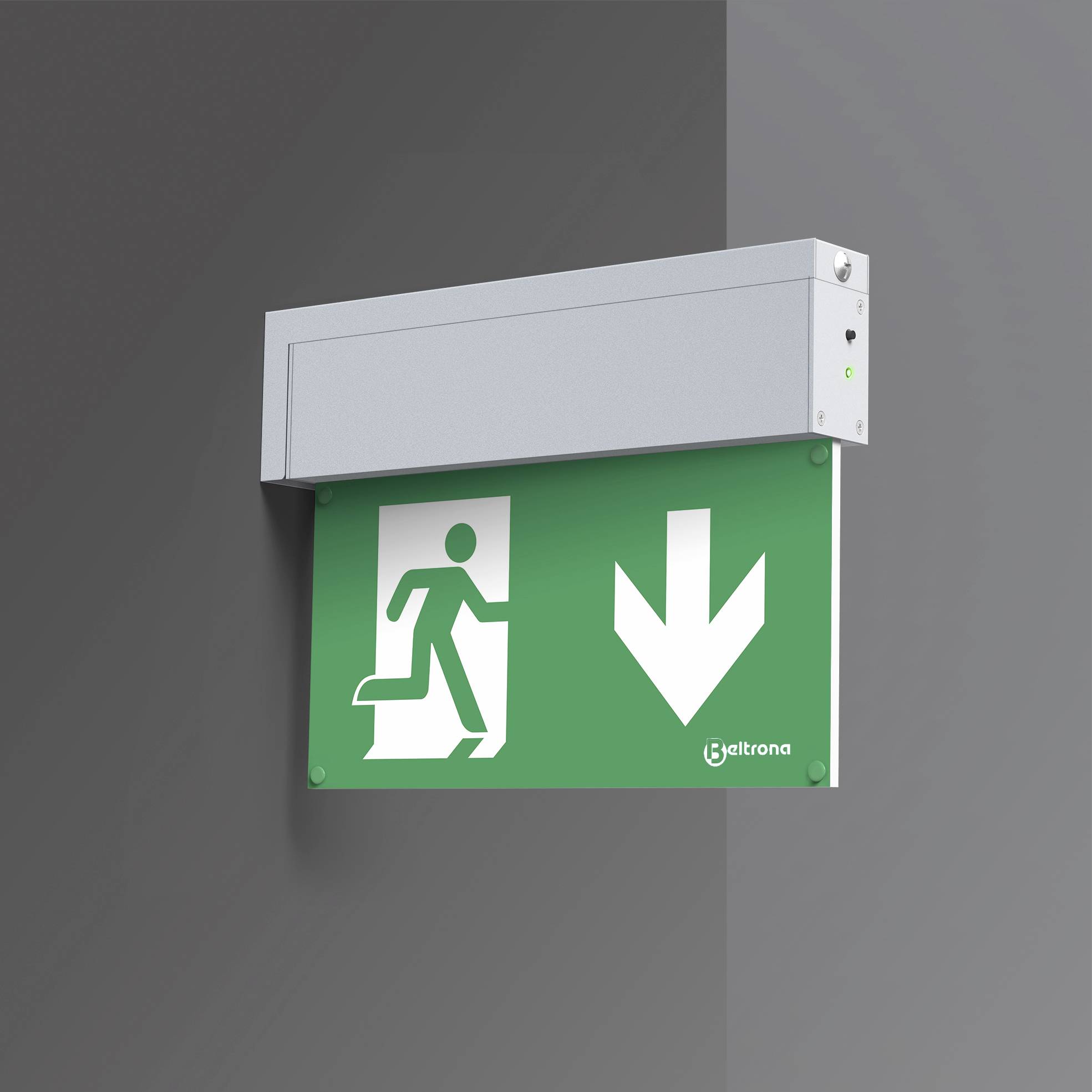Настінна розмітка аварійного маршруту Beltrona MEXM82502ZB зі світлодіодним підсвічуванням, кріплення на кронштейн