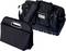 Czarna torba na narzędzia z uchwytem do przenoszenia i paskiem na ramię, obok niej druga, mniejsza torba. Obie wykonane są z wytrzymałego materiału.