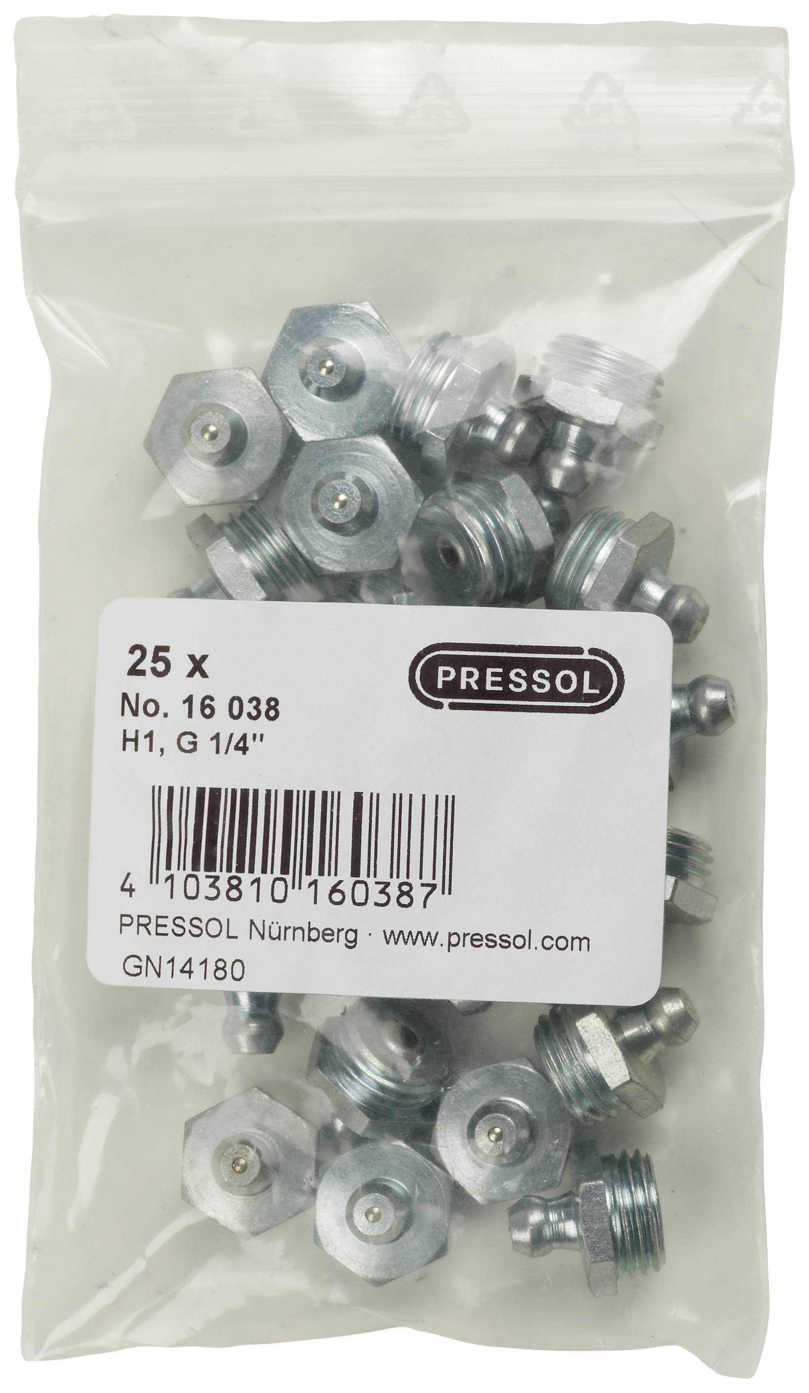 Пряма конічна маслянка Pressol H1, G 1/4''-VZ, 25 шт.