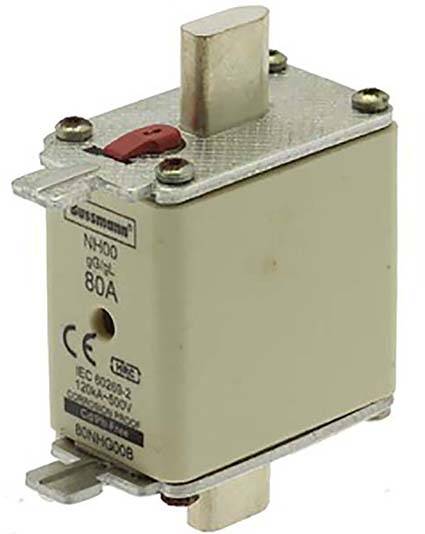 Запобіжник Eaton 80NHG00B NH з механічним індикатором стану запобіжника. Розмір запобіжника = 00, 80 A, 500 V, 3 шт.