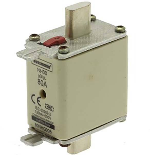 Запобіжник Eaton 80NHG00B NH з механічним індикатором стану запобіжника. Розмір запобіжника = 00, 80 A, 500 V, 3 шт.
