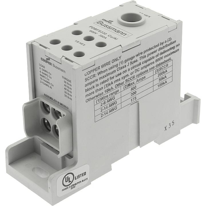 Розподільний блок Eaton PDBFS330, низька напруга, 380 A, змінний струм 600 В, постійний струм 600 В, 1P, UL Роз'єм 1 контакт 380 A