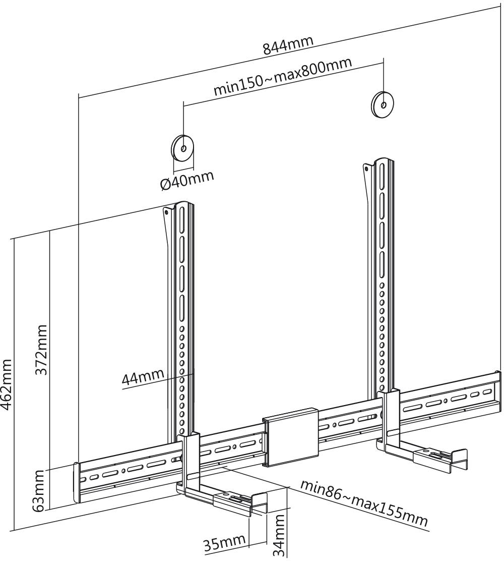 Uchwyt do głośnika Soundbar My Wall HZ 31 L HZ 31 L, Sztywny, 15 kg, czarny, 1 szt.-8