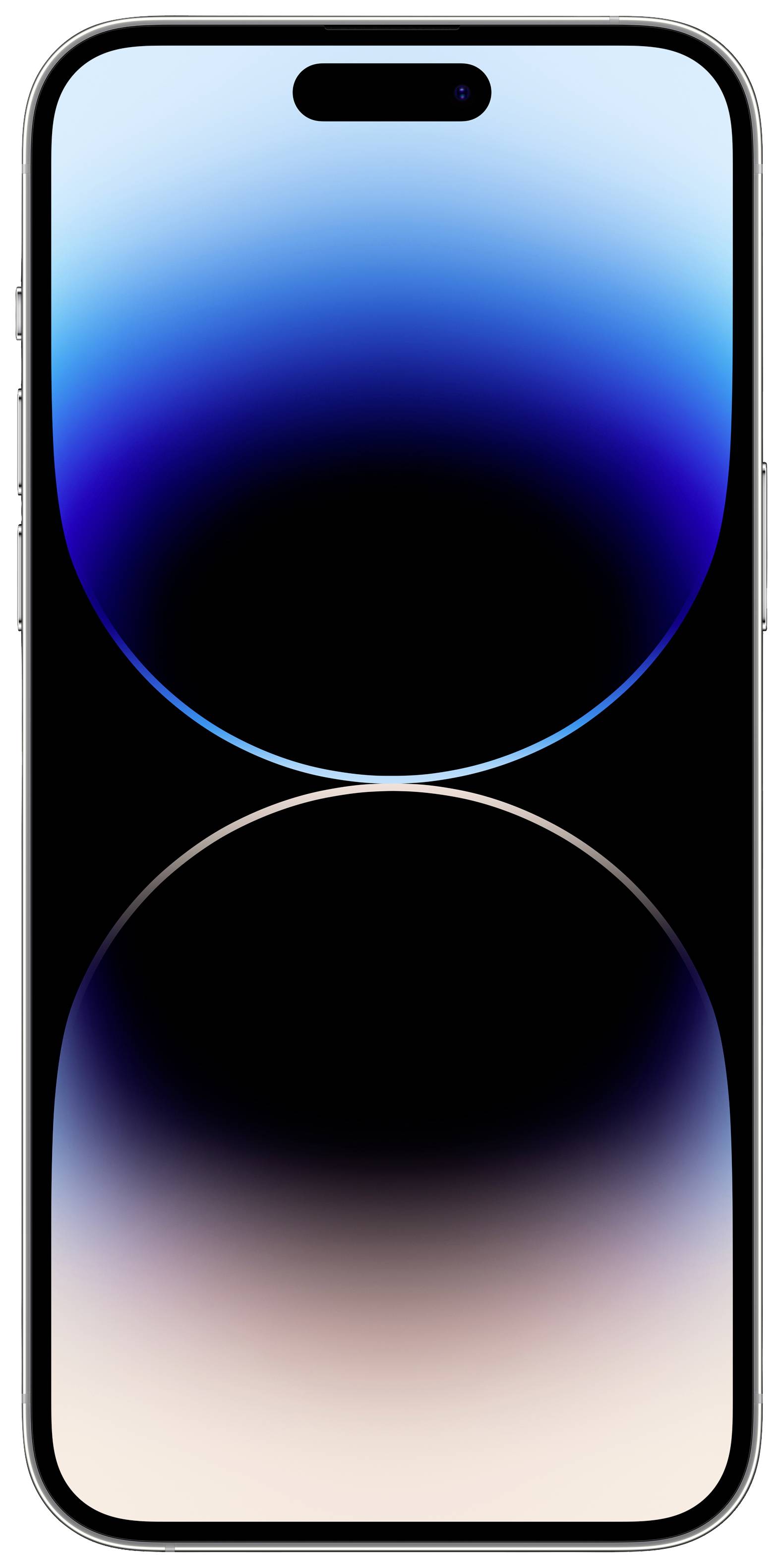 Smartfon z ekranem bez ramek i otworem na kamerę na górze. Wyświetlacz prezentuje abstrakcyjny, niebiesko-czarny design, wywołujący futurystyczne wrażenie.