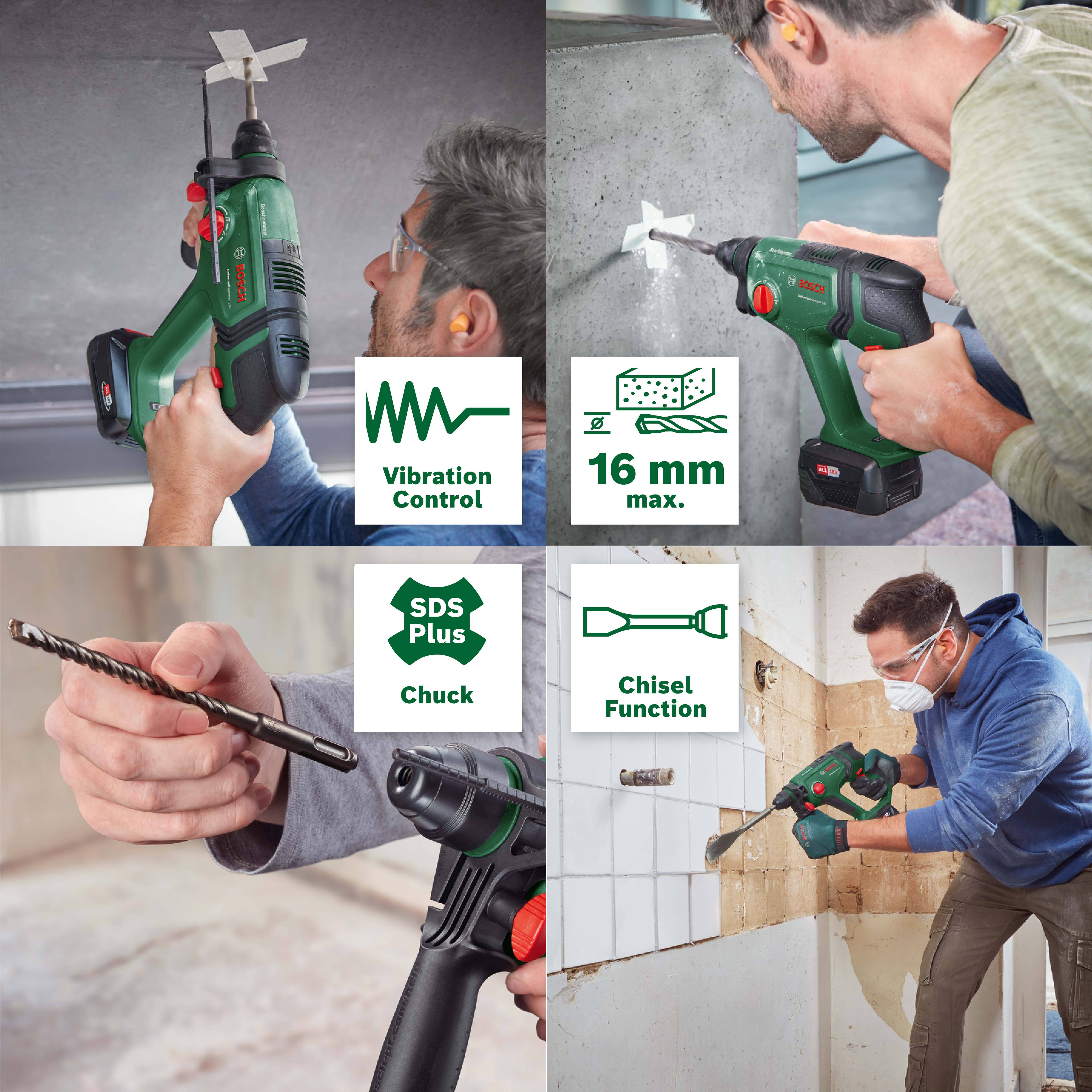 Bosch Home and Garden Universal Hammer - Акумуляторна ударна дриль 18 В Li-Ion без акумулятора, без зарядного пристрою