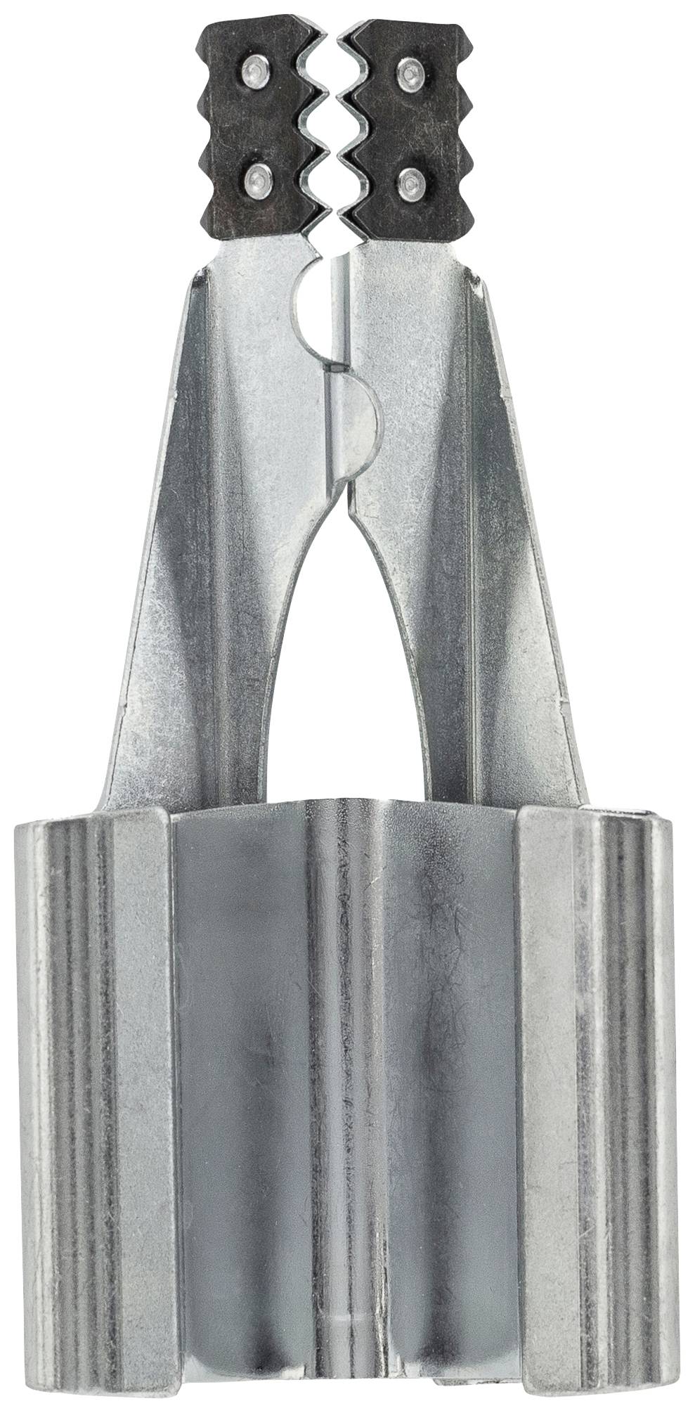 Srebrny nóż do cięcia tortów z ząbkowanymi ostrzami, używany do dzielenia ciast na równomierne warstwy.