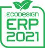 Zielone logo z tekstem 'ECODESIGN ERP 2021', powyżej symbol liścia.