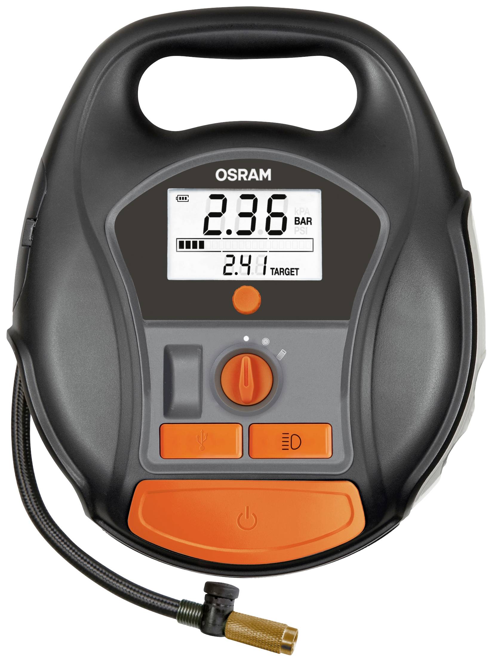 Компресор Osram Automotive OTIR6000 TYREinflate 6000 з автоматичним вимкненням 5,5 бар, цифровий дисплей, робоча лампа, функція зо