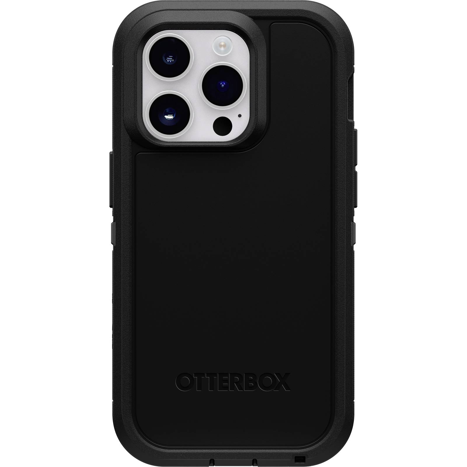 Czarne etui OtterBox na telefon, solidna konstrukcja, chroniące tył i boki smartfona.