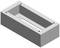 Prostokątne, szare pudełko z otwartą górną stroną i czterema otworami na śruby w narożnikach.