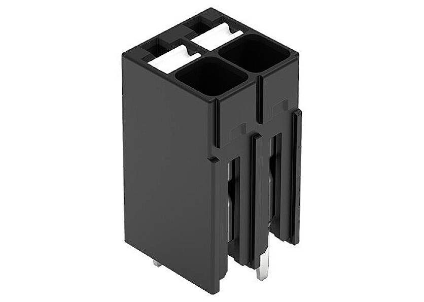 Dwubiegunowy czarny złącz wtykowy o prostokątnym kształcie, odpowiedni dla urządzeń elektronicznych i zastosowań w dziedzinie elektroniki.