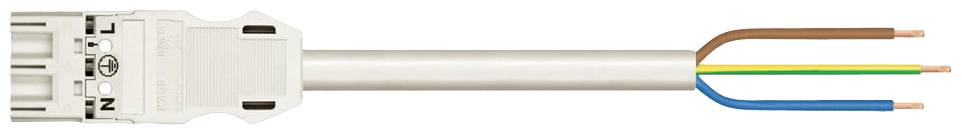 Przewód elektryczny ze zdjętą izolacją ukazuje trzy kolorowe przewody: brązowy, żółto-zielony i niebieski.